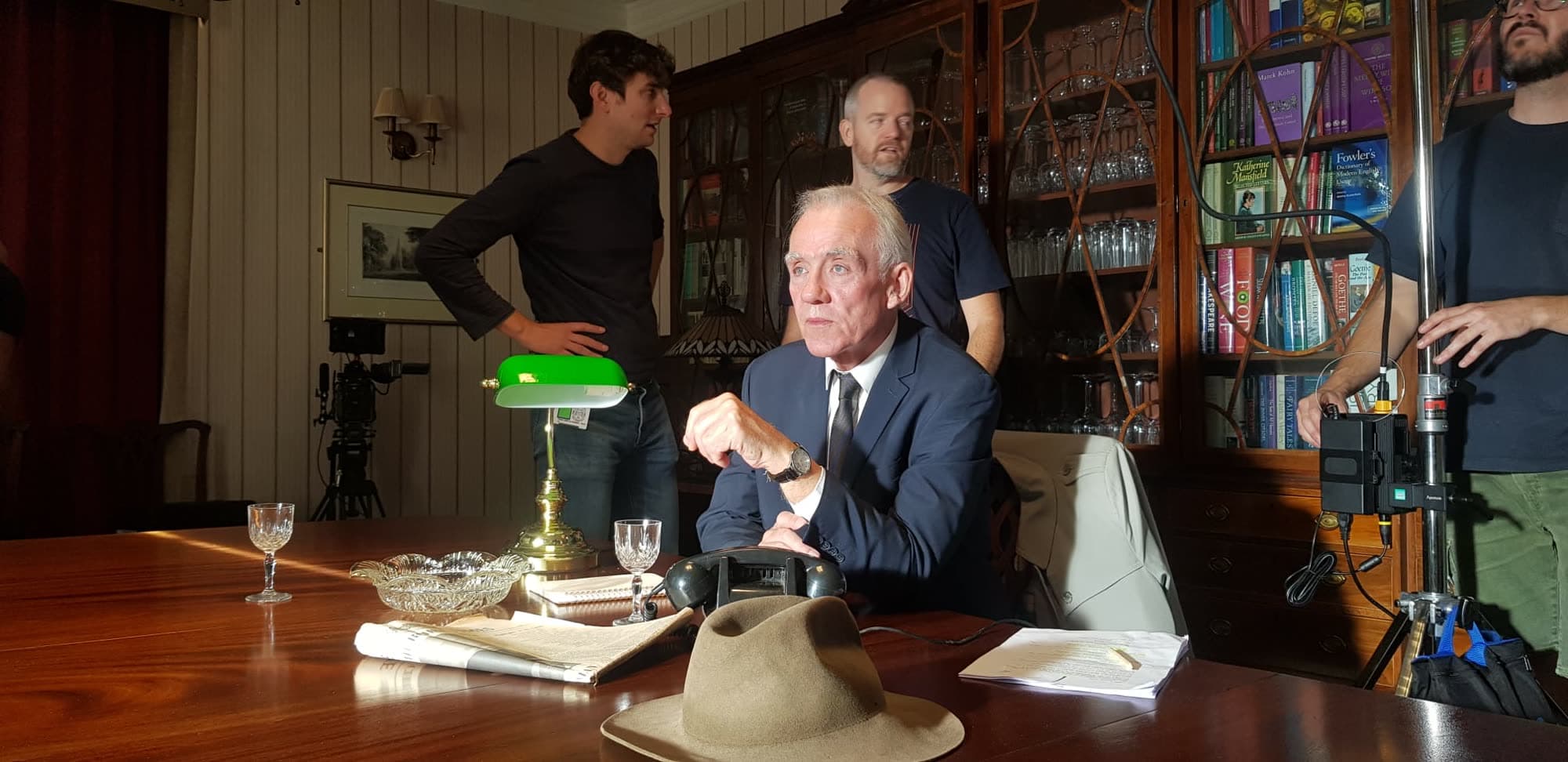Filming a scene on location